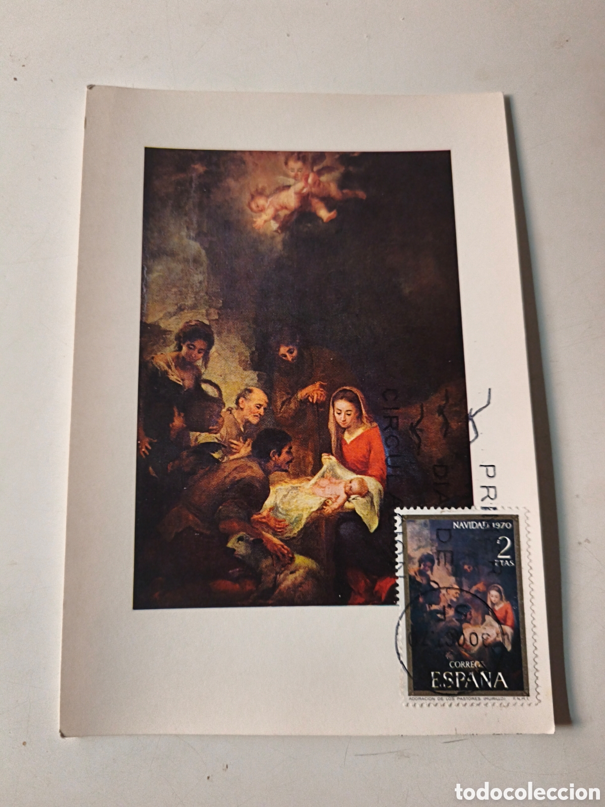 Postcards: Postal Murillo adoraci&oacute;n de los pastores. Sello