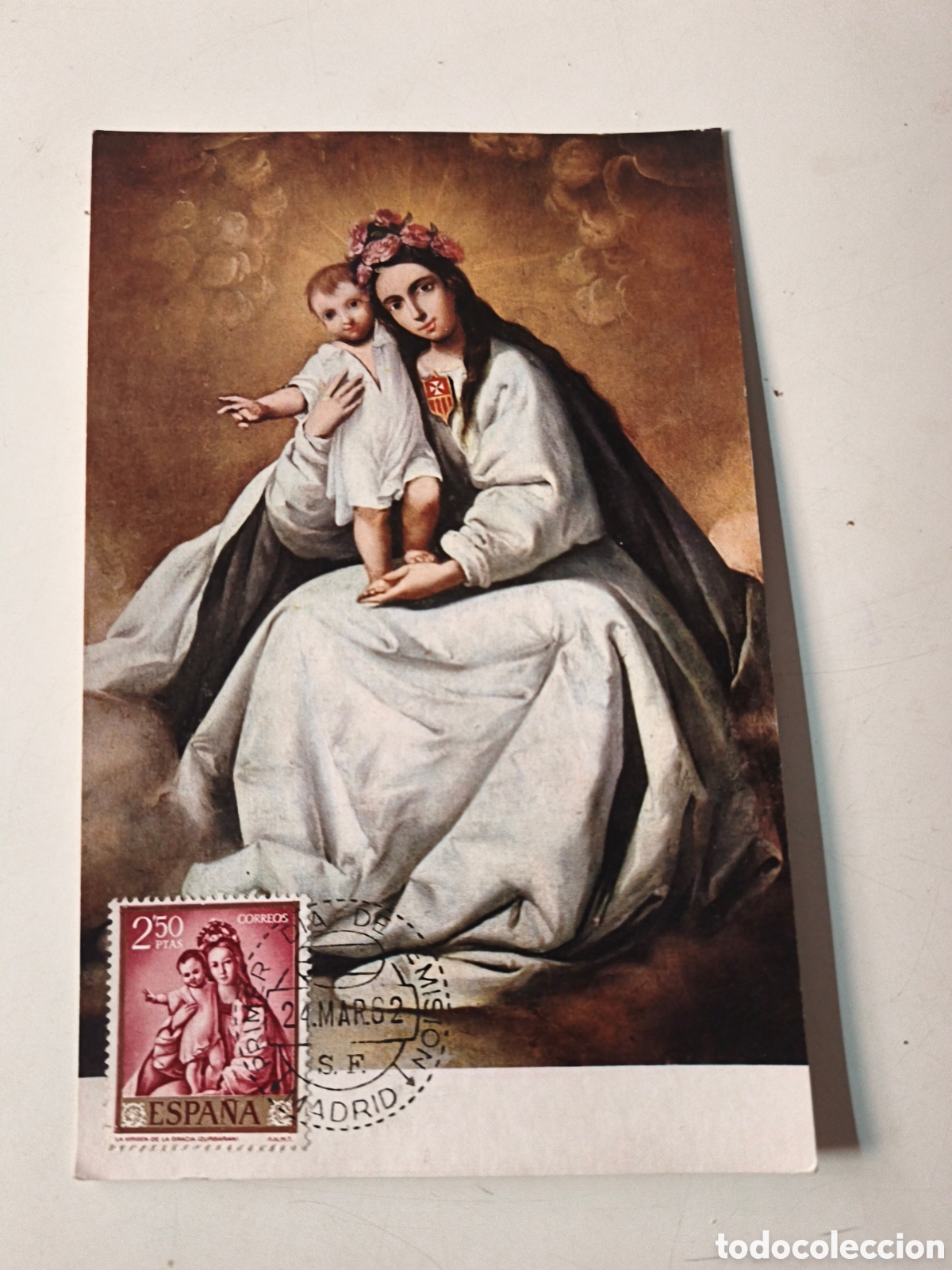 Postcards: Postal Zurbar&aacute;n La virgen de la merced. Con sello
