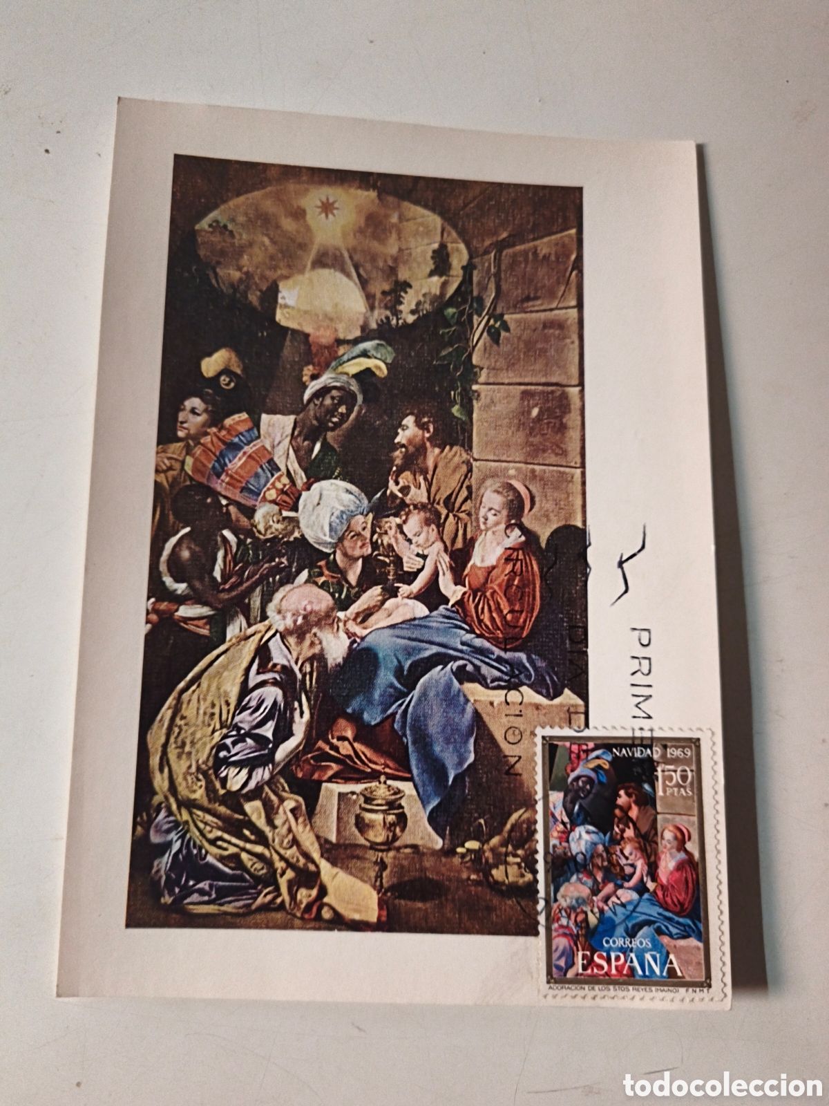 Postales: Postal Adoraci&oacute;n de los Reyes. Con sello