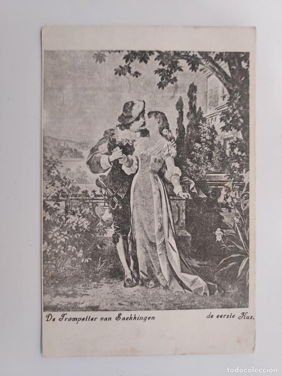 Postales: POSTAL ANTIGUA Der erste Kuss (Der Trompeter von S&auml;ckkingen). EL BESO. S/C. Trasera sin dividir