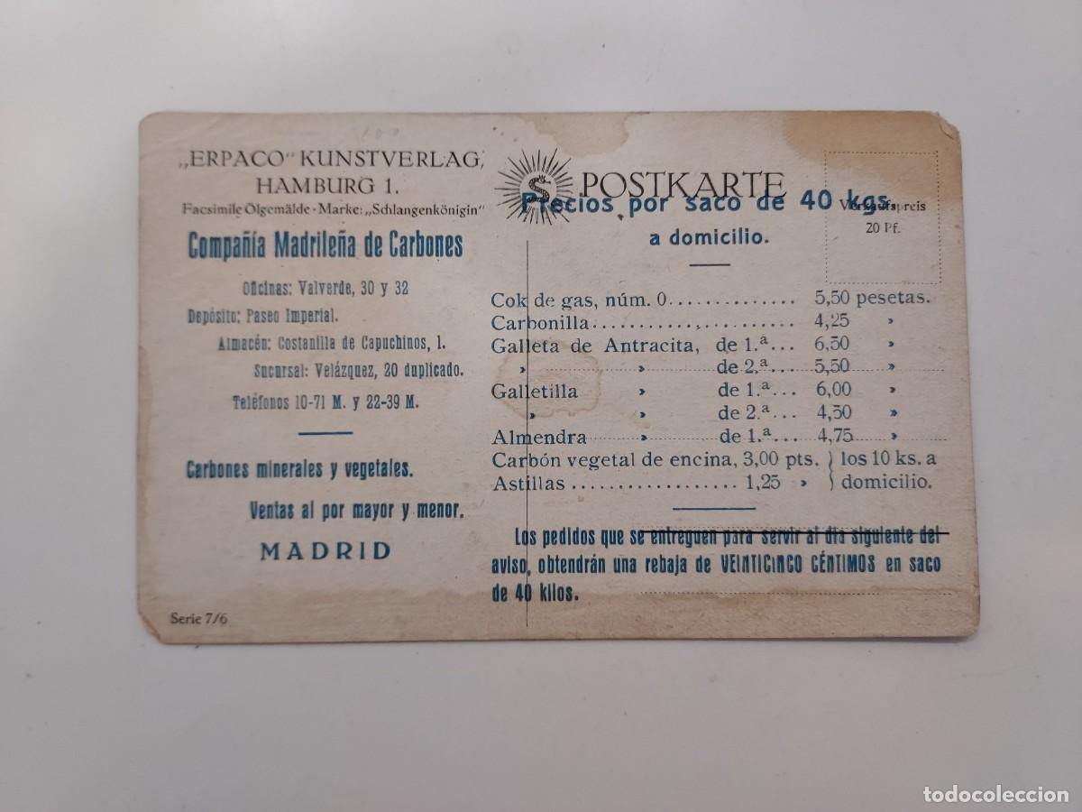 Postales: POSTAL ANTIGUA. PUERTO DE HAMBURGO. PUBLICIDAD TRASERA COMPA&Ntilde;IA MADRILE&Ntilde;A DE CARBONES MADRID PRECIOS