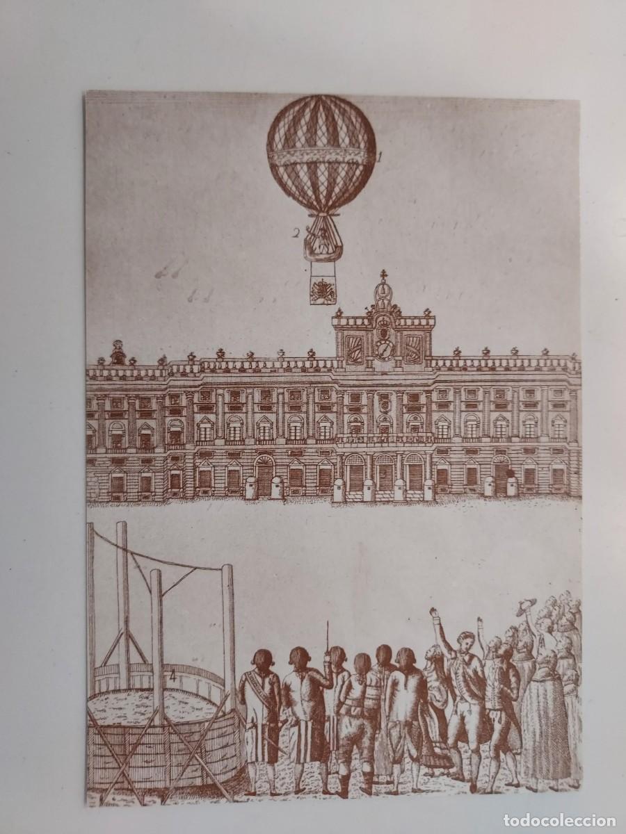 Postales: POSTAL MUSEO MUNICIPAL DE MADRID. ANONIMO FINES SIGLO XVIII. ASCENSION EN GLOBO VICENTE LUNARDI. S/C