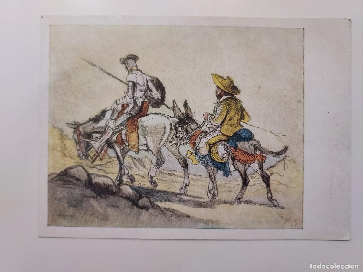 Postales: POSTAL DON QUIJOTE PINTADO CON LA BOCA POR CEFISCHER. ESCRITA. 1959. ARTES MUTI