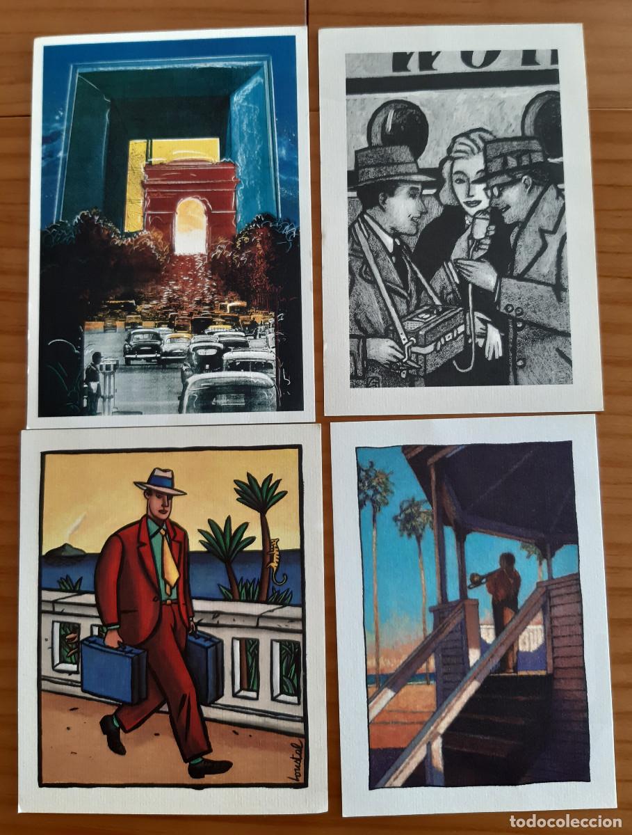Cartes Postales: 4 TARJETAS INVITACI&Oacute;N - PAPIERS GRAS - PARIS DE FOUS, G&Ouml;TTING, LOUSTAL Y HYMAN - MUY BUEN ESTADO