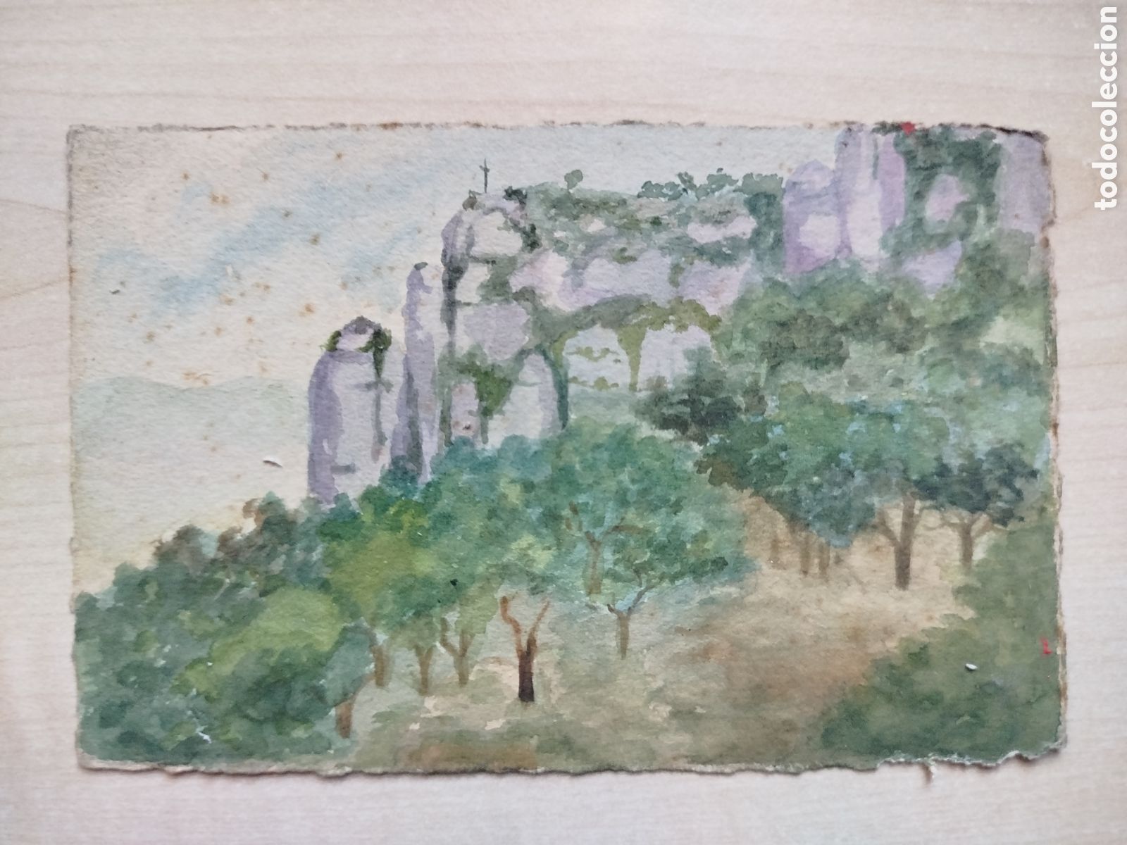 Postales: Antigua tarjeta postal - Acuarela original pintada a mano - Montserrat - Principios XX