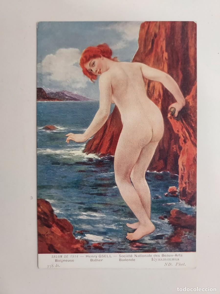 Postkarten: POSTAL ANTIGUA. HENRY GSELL - BAIGNEUSE. NEURDEIN. SPA. S/C. SALONS DE PARIS. CA. 1914. DESNUDO