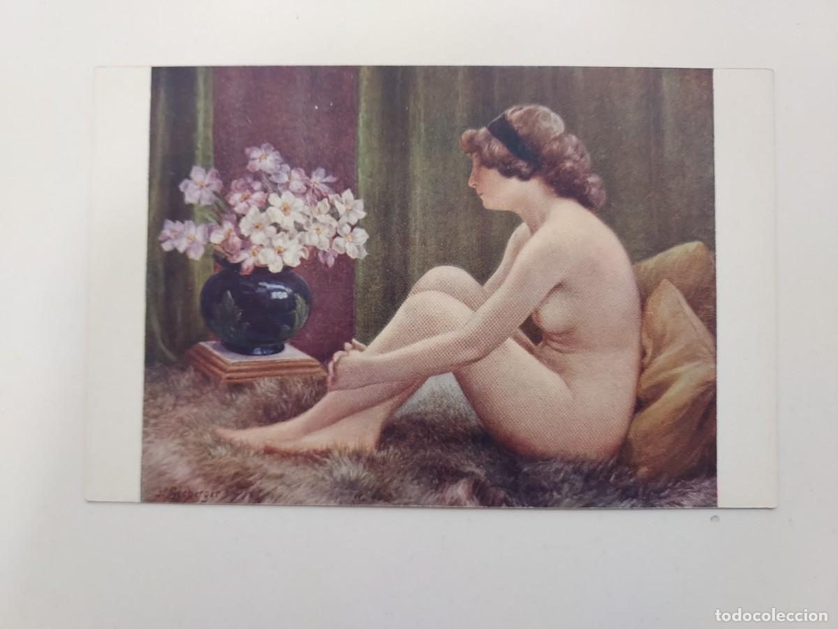 Cartes Postales: POSTAL ANTIGUA. SEEBERGER - LA FEMME AUX NARCISSES. NEURDEIN. S/C. SALONS DE PARIS. CA 1914. DESNUDO