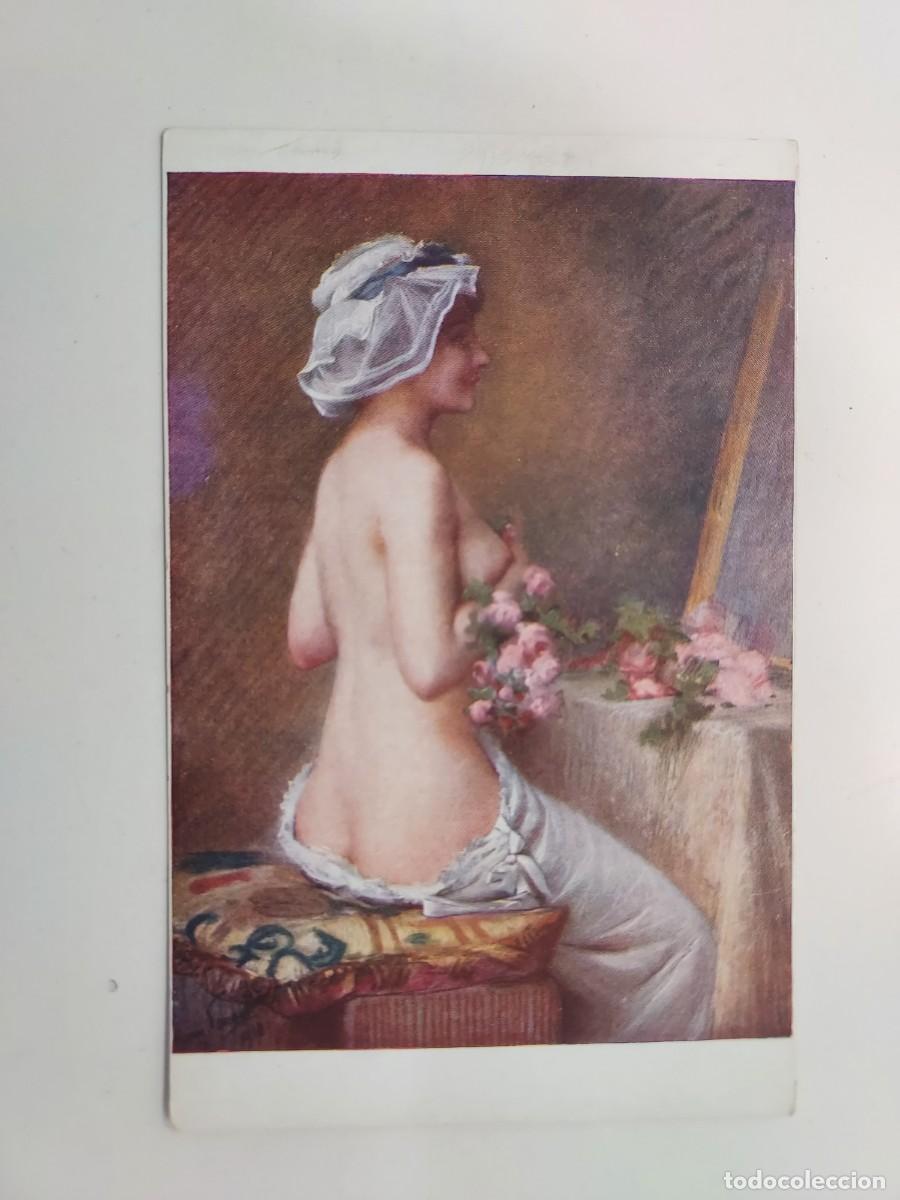 Cartes Postales: POSTAL ANTIGUA. HENRY PERRAULT - ADORNO DE VERANO. AYOE. S/C. SALON DE PARIS. CA 1914. DESNUDO