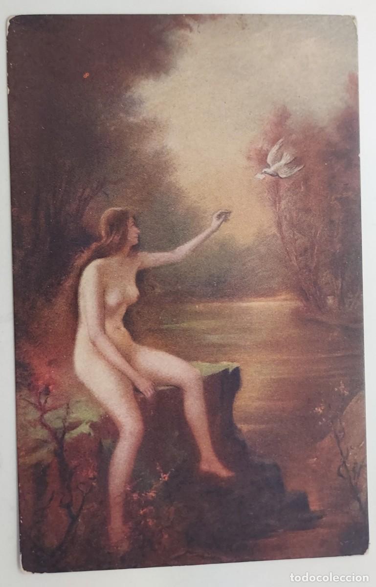 Cartes Postales: POSTAL ANTIGUA. PAUL DE PLUMENT - ALEGRE MENSAJE. AYOE. S/C. SALON DE PARIS. CA 1914. DESNUDO