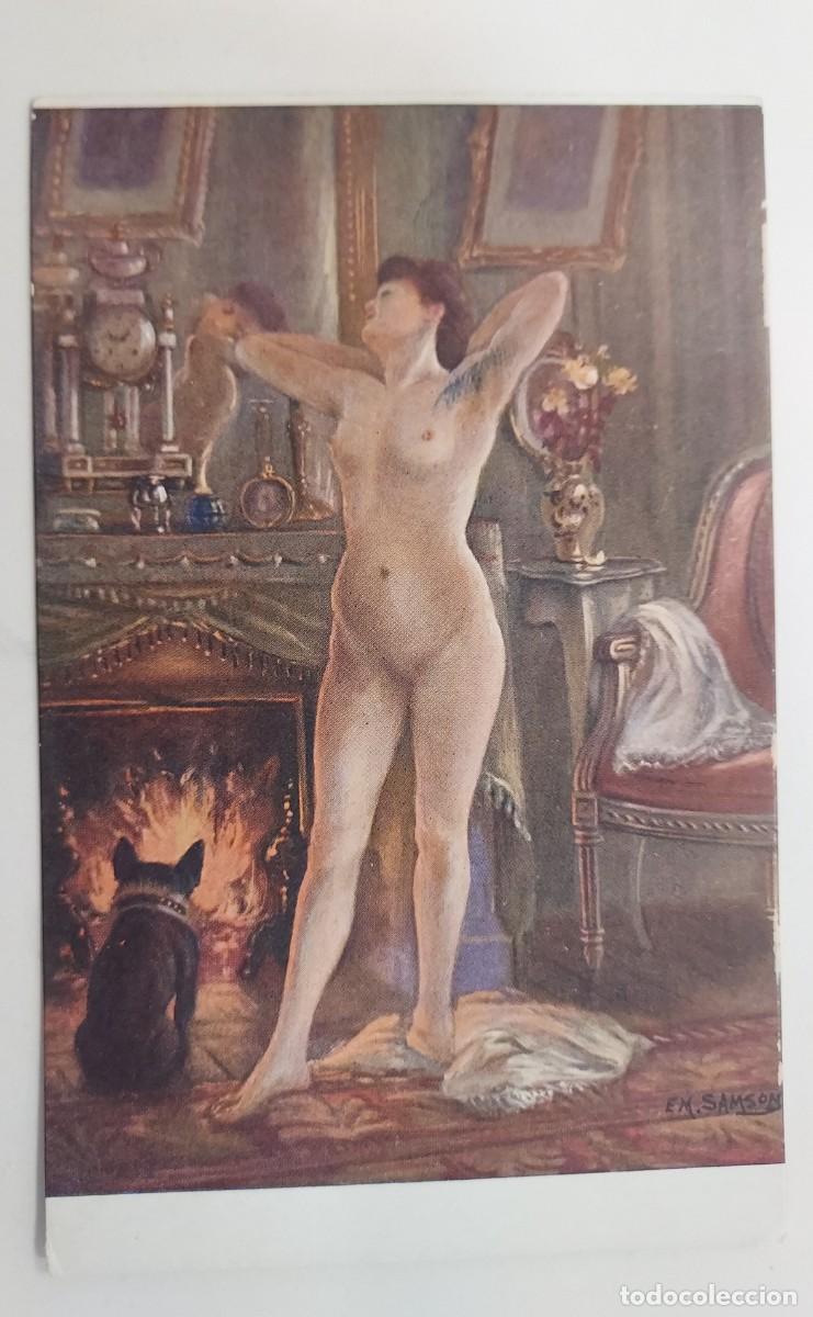 Cartes Postales: POSTAL ANTIGUA. SAMSON - ENFIN SEULE (FINALMENTE SOLA). AYOE. S/C. SALON DE PARIS. CA 1914. DESNUDO
