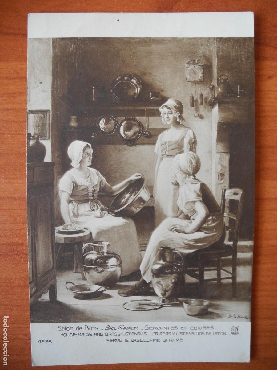 Postcards: Criadas y utensilios de lat&oacute;n. Sal&oacute;n de Par&iacute;s. 4435. Escrita