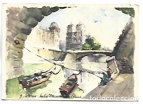 Postales: &rdquo; NOTRE DAME ET LA SEINE &rdquo;.- COLLECTION AQUA PINTURA.- PARIS / FRANCIA
