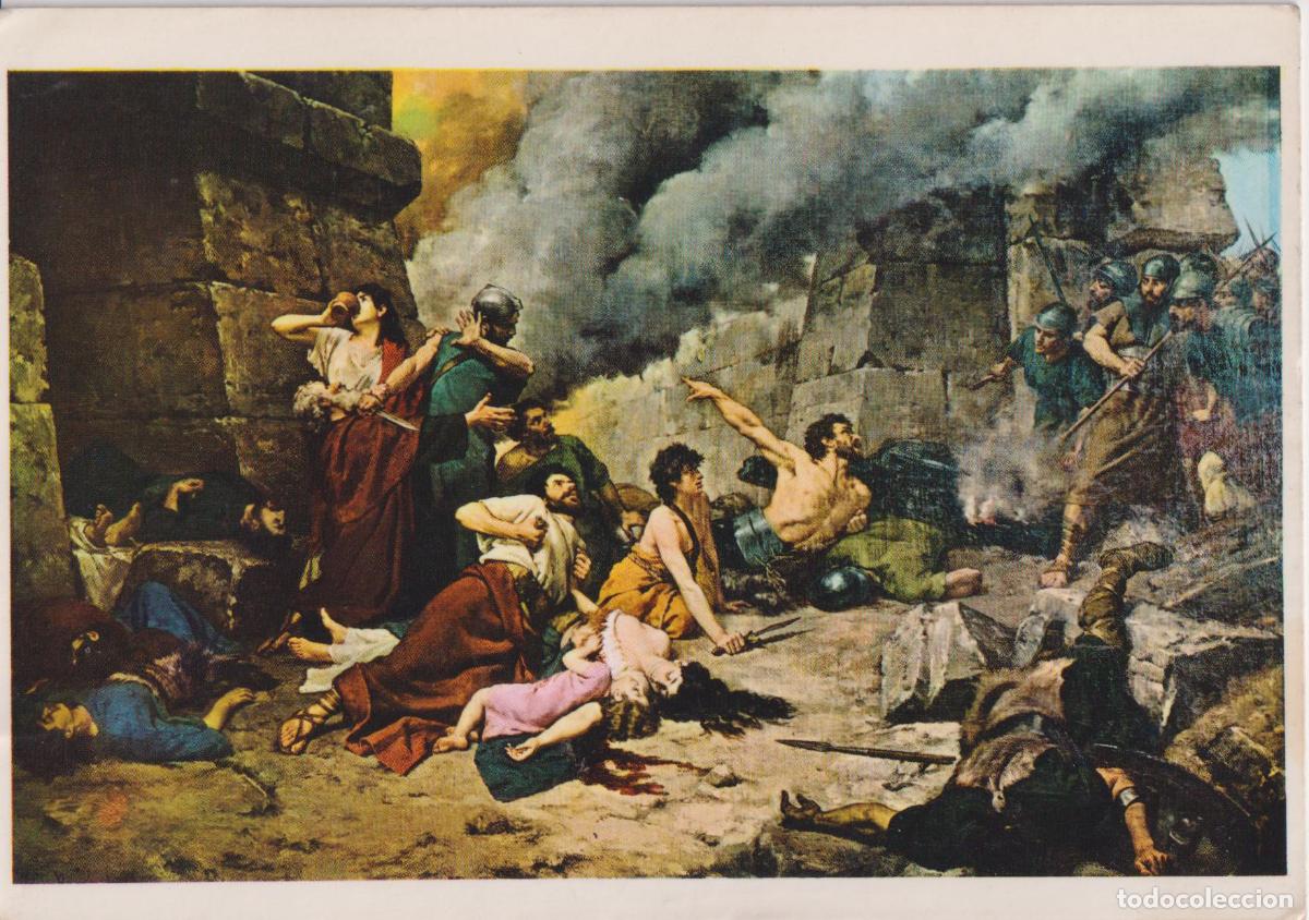 Postales: SORIA, ULTIMO DIA DE NUMANCIA - AUTOR: ALEJO VERA - EDICIONES VISTABELLA N&ordm;37 - CIRCULADA