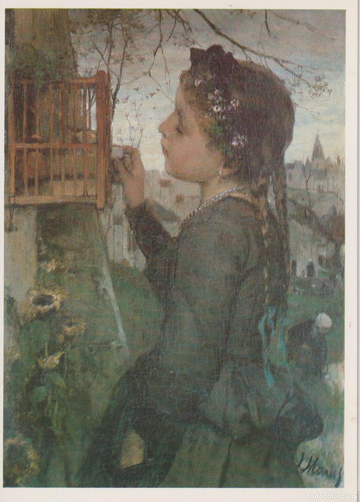 Postales: POSTAL DE LA OBRA DE J,H.MARIS, NI&Ntilde;A ALIMENTANDOA UN PAJARO - THE NATIONAL GALLERY N&ordm;1573 - S/C