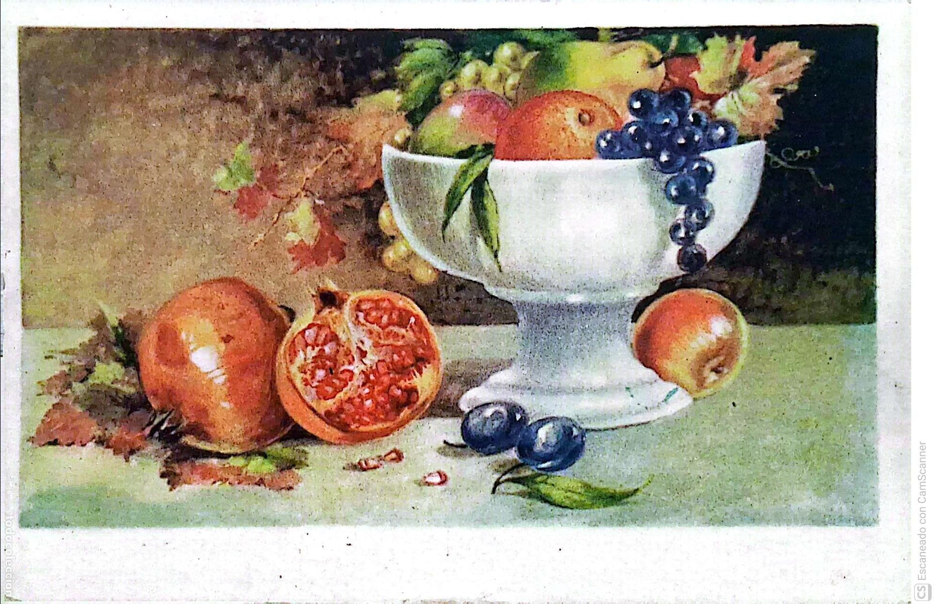 Postales: Bodeg&oacute;n con fruta y granadas. Serie Viena 693. Nueva. Color