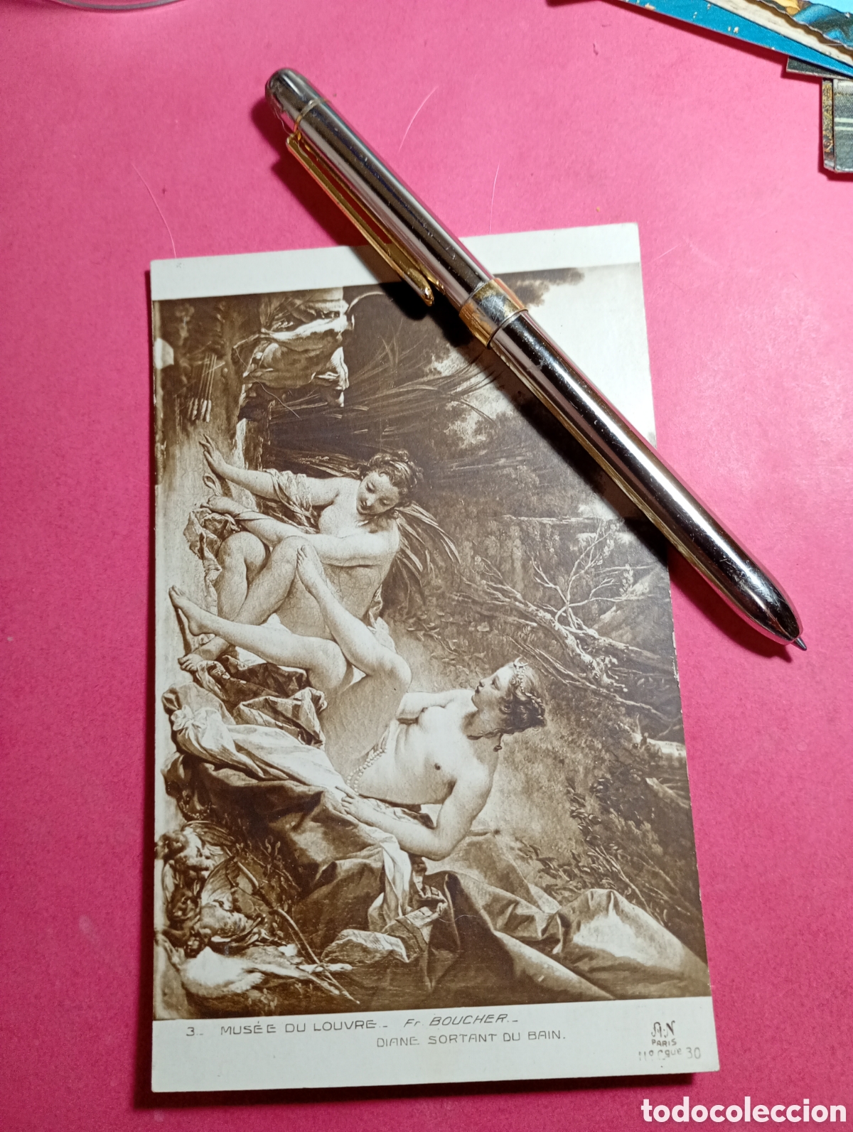 Postales: DIANA SALIENDO DEL BA&Ntilde;O POR FRAN&Ccedil;OIS BOUCHER LOUVRE PARIS - b/n no circulada - en frances