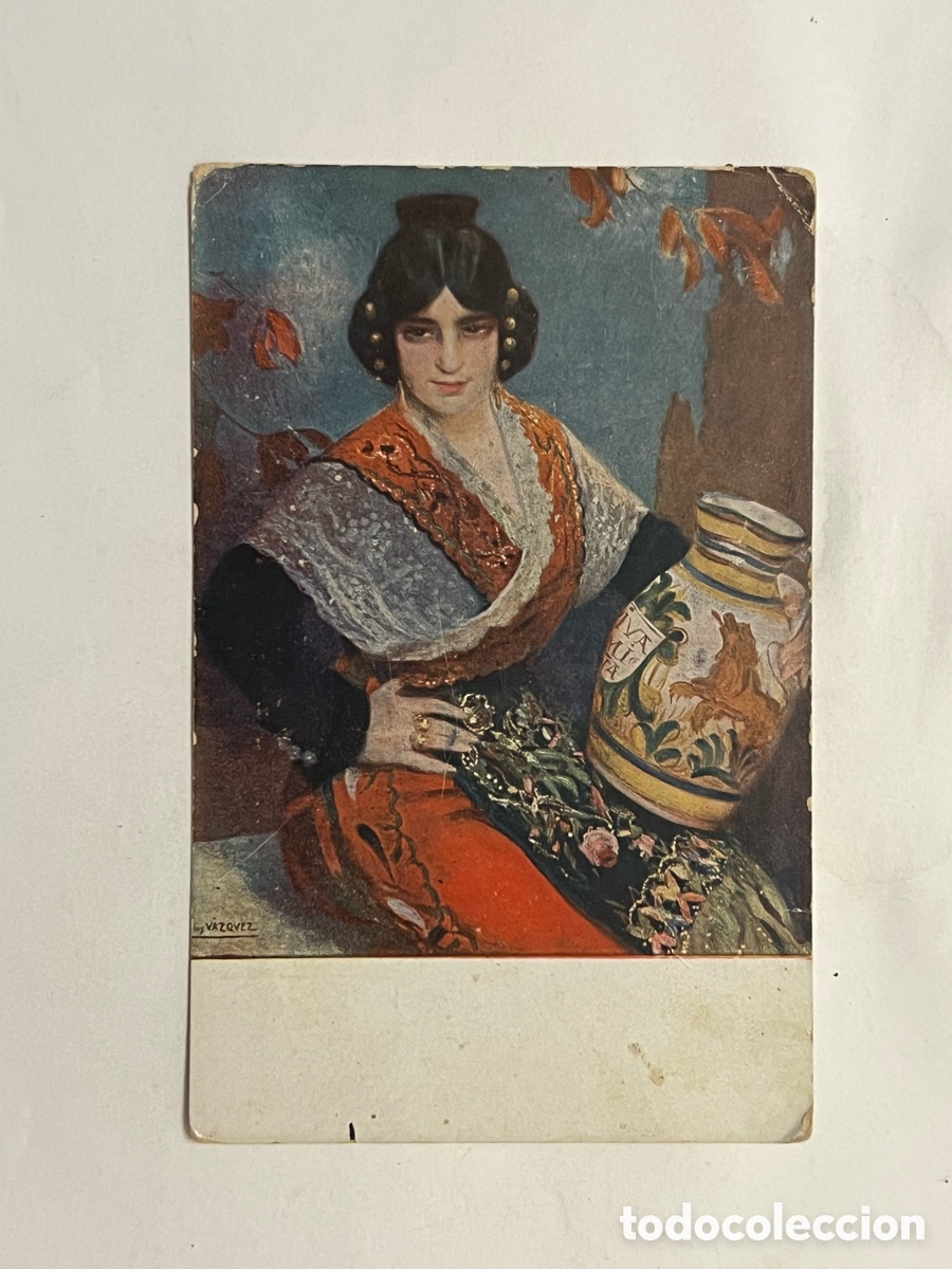 Postales: Carlos V&aacute;zquez, Ciudad Real 1869-Barcelona 1944 pintor, ilustrador y cartelista espa&ntilde;ol. La Lechera.