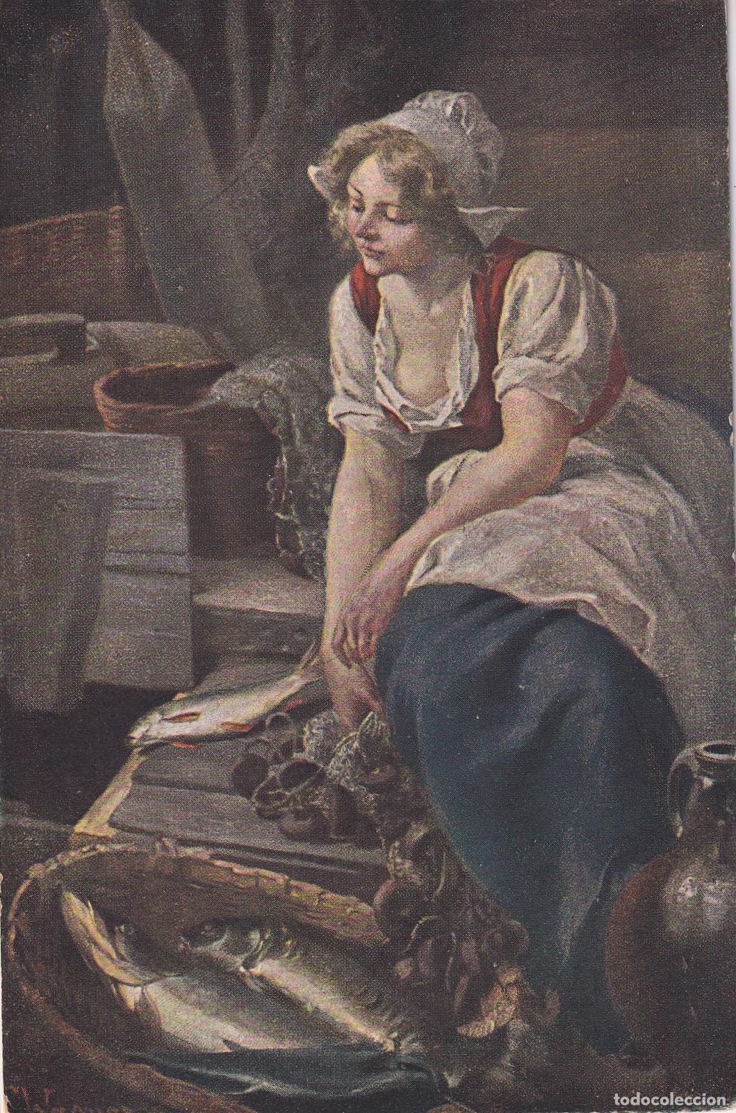 Postales: POSTAL DE LA OBRA DE FERDINAND WAGNER, LA HIJA DEL PESCADOR - ED. Heinrich Kunstmann & M&uuml;ller - SC