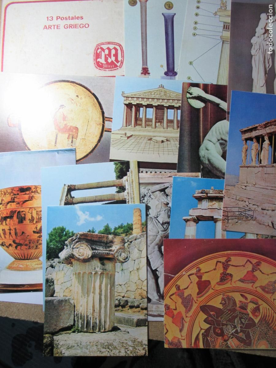 Postales: 13 postales Arte Griego - Completa en funda. Funda sucia, con deterioro del tiempo