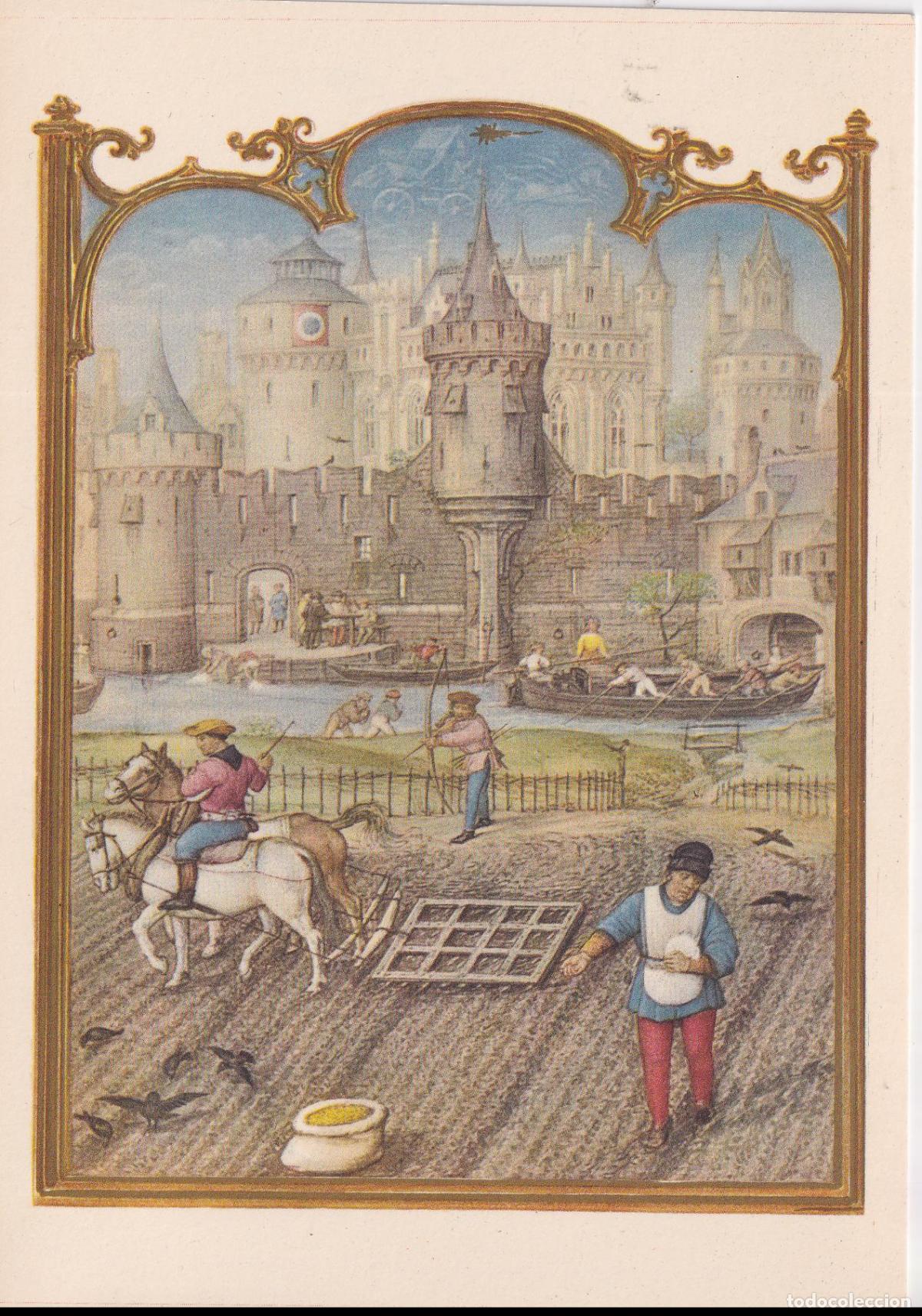 Postales: POSTAL ESCUELA FLAMENCA EL MES DE OCTUBRE:LA COSECHA DE OTO&Ntilde;O , DEL BREVIARIUM GRIMANI (1510) &ndash; S/C