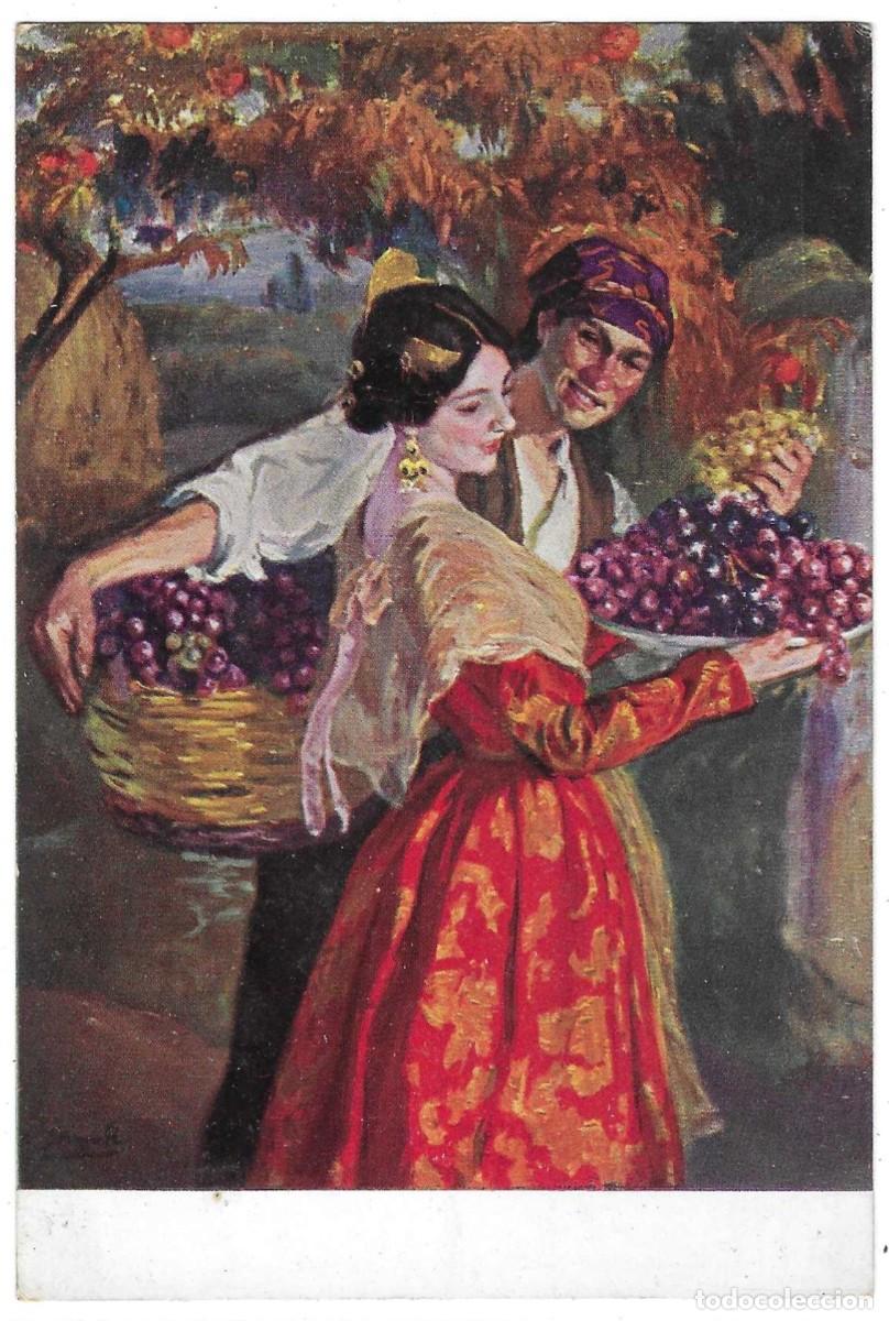 Postales: Postal Pintura. Jos&eacute; Mongrell. De coger uvas. ref. 7-arte256