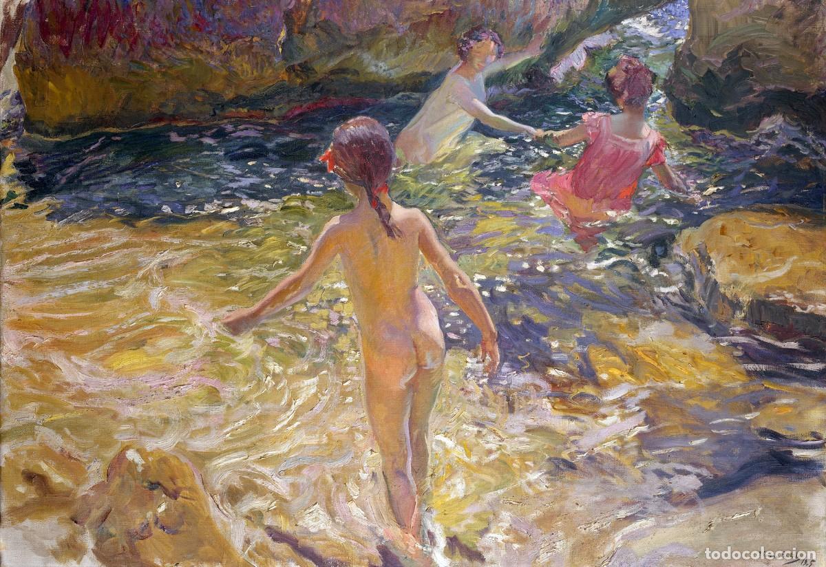 Postales: Postal del cuadro El Ba&ntilde;o, J&aacute;vea, de Joaqu&iacute;n Sorolla. Tema: Pintura, Arte, Mar.