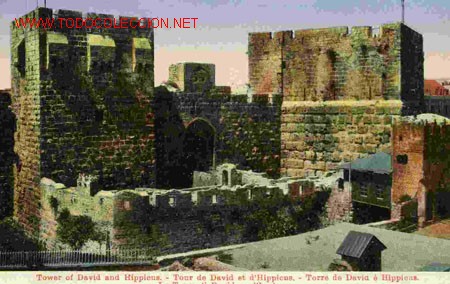 Postales: JERUSALEM, JERUSALEN,  TORRE DE DAVID Y DE HIPICO - Foto 1