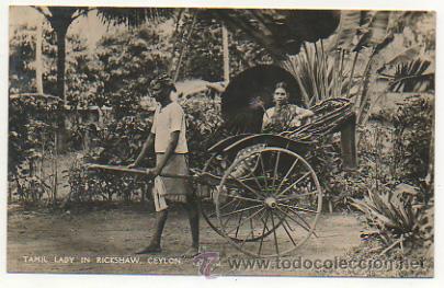 Postales: CEYLON. TAMIL LADY IN RICKSHAW. - Foto 1