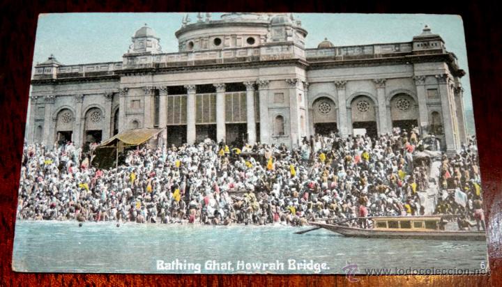 Postales: POSTAL DE BATHING GHAT, HOWRAH BRIDGE, INDIA, CIRCULADA. - Foto 1