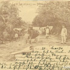Postales: LOS SALUDOS DE FILIPINAS MANILA. PHILIPPINES. CIRCULADA EN 1899. PIEZA EXCEPCIONAL, ÚNICA.. Lote 136112370