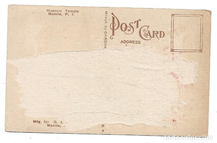 Postales: FILIPINAS .- MANILA .- MASONIC TEMPLE - Foto 2