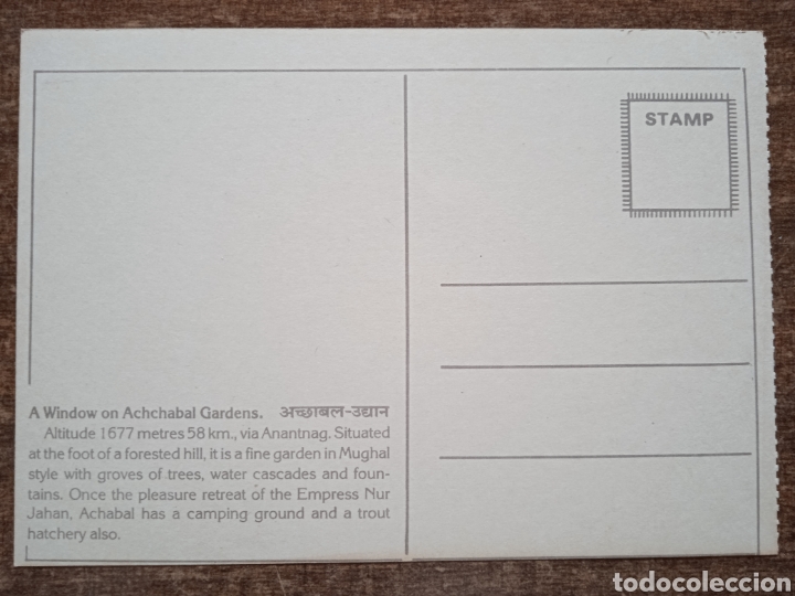 Postales: Postal Achbal Gardens, India. Sin circular. - Foto 2