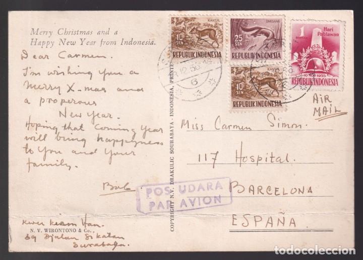 Postales: Indonesia. Circulada 1956 - Foto 2