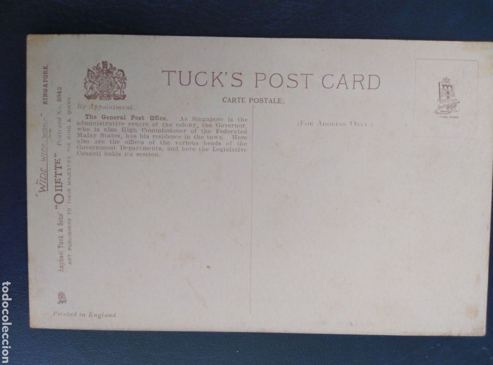 Postales: SINGAPUR, THE GENERAL POST OFFICE. TUCKS POST CARD - Foto 2