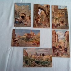 Postales: LOTE DE 6 POSTALES DE JERUSALEM TIPO MODERNISTA AL OLEO , VER, MUY BONITAS. Lote 401094199