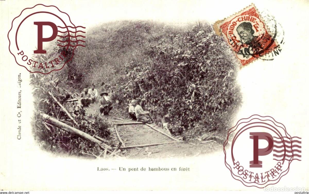 Postales: LAOS. Un pont de bambous en foret - Foto 1