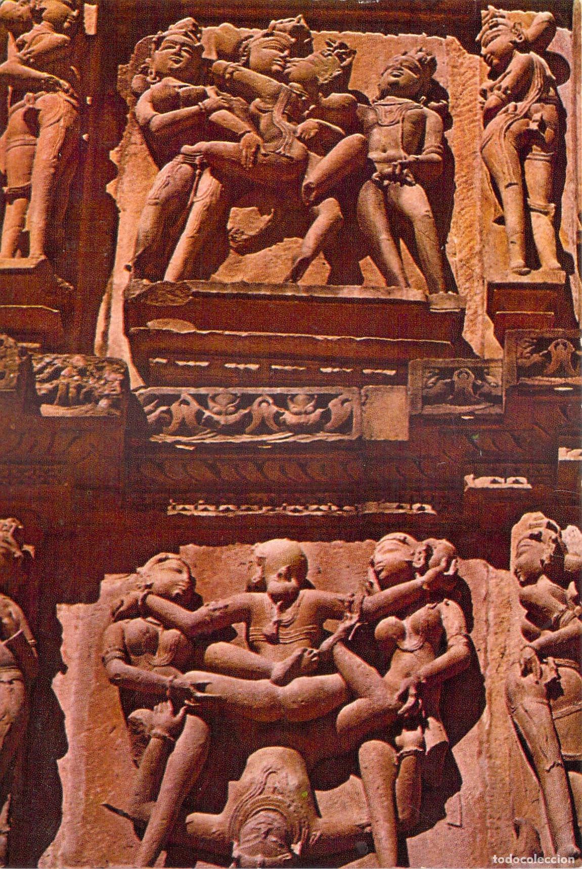 Postales: Postal Paneles Esculpidos de Khajuraho, India - Foto 1