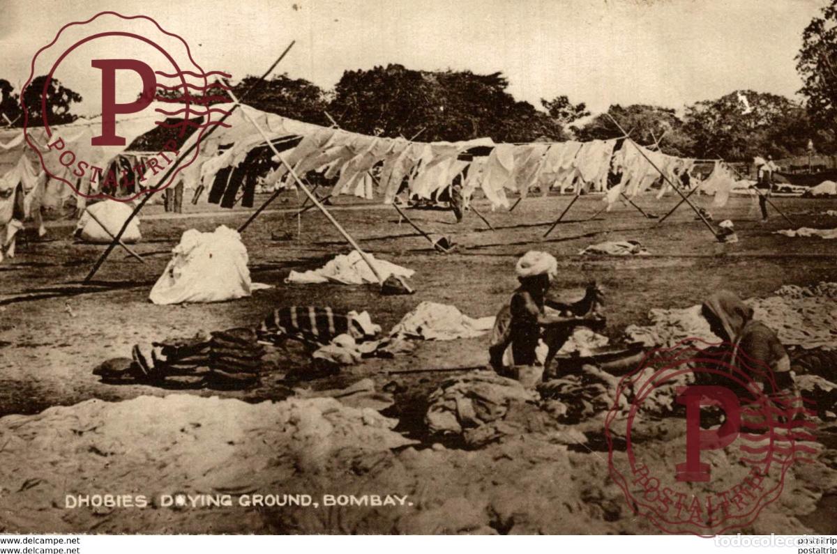 Postkarten: DHOBIES DRYING GROUND. BOMBAY