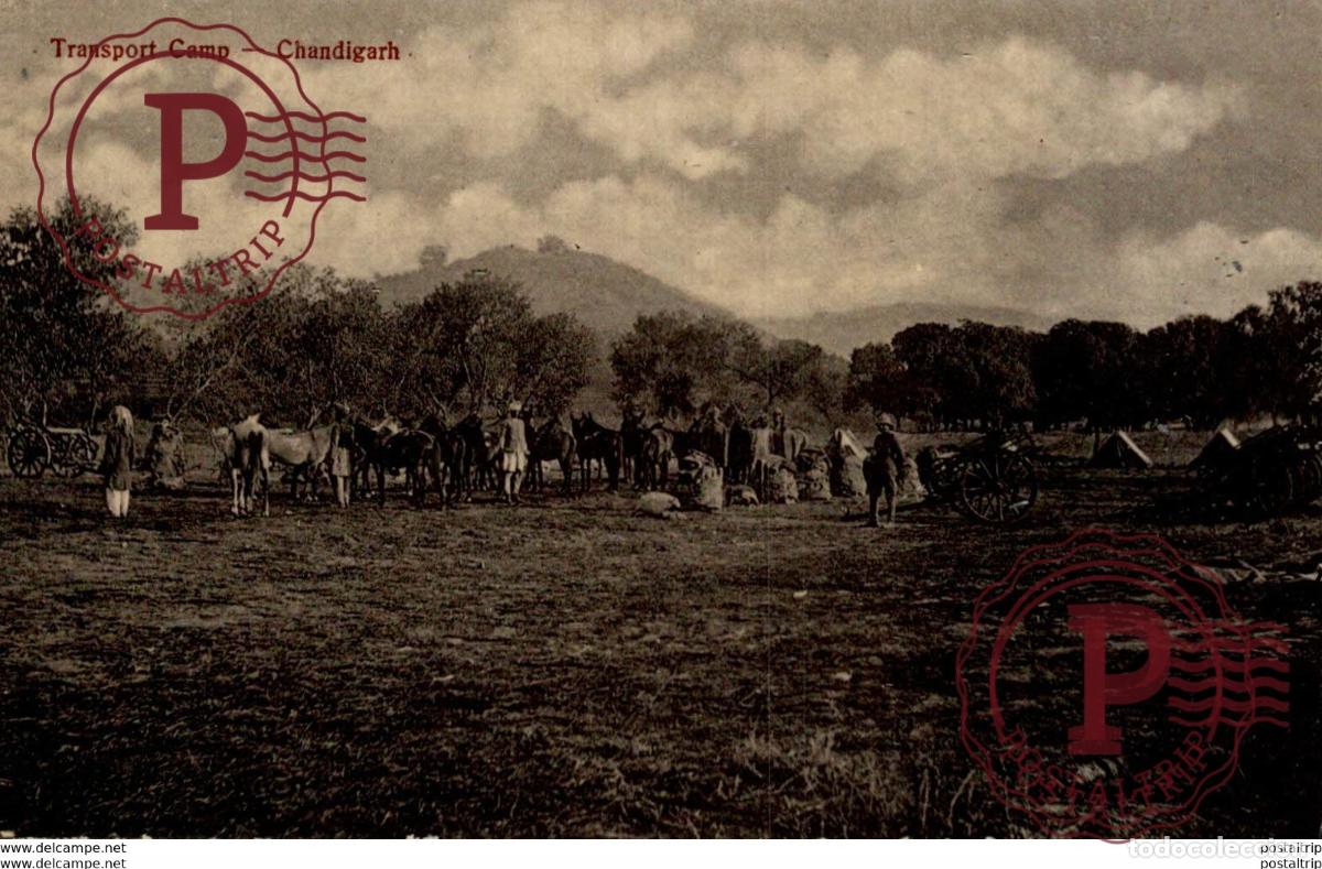 Postcards: MILITARY INDIA RPPC TRANSPORT CAMP CHANDIGARH