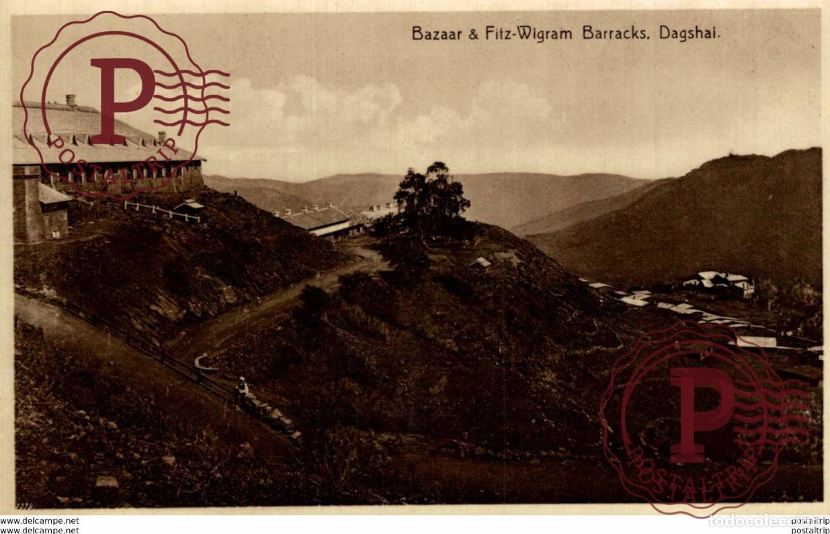 Postkarten: RPPC BAZAAR FITZ WIGRAM BARRACKS DAGSHAI INDIA INDIA INDIEN