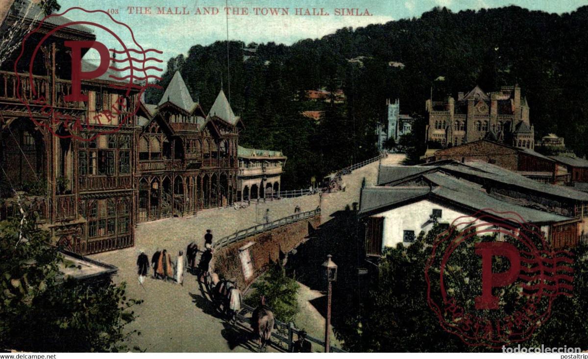 Postales: RARE CARD BUT SEE CORNER SIMLA THE MALL AND THE TOWN HALL INDIEN INDIA INDE