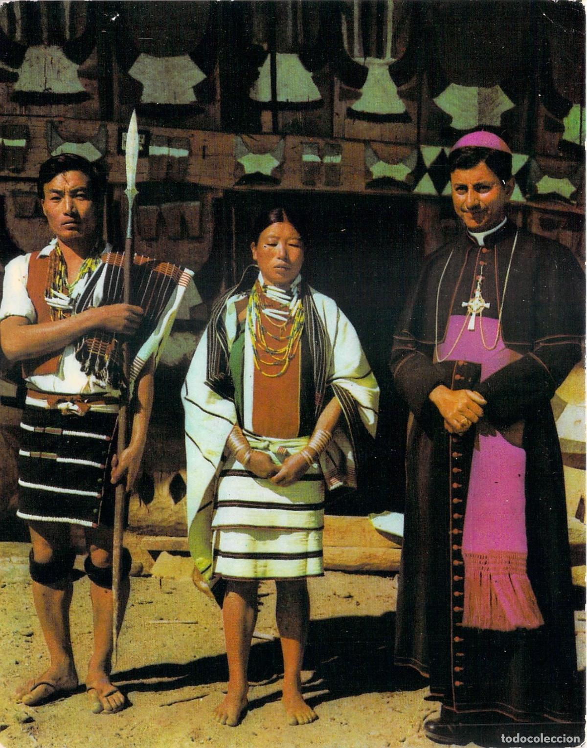 Postales: Postal de Misi&oacute;n en India: Obispo y Habitantes de Nagaland y Manipur