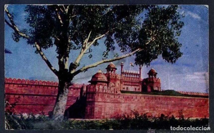 Postkarten: India. Delhi. *Red Fort* Circulada 1966. Se&ntilde;ales de uso.