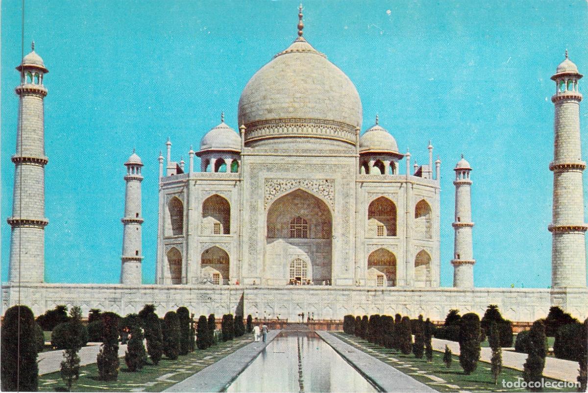 Postales: Postal del Taj Mahal en Agra, India - Monumento de M&aacute;rmol Blanco