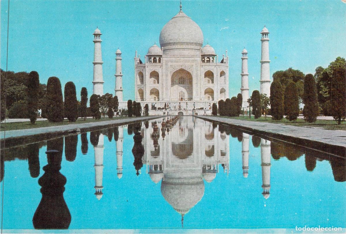 Postales: Postal del Taj Mahal en Agra, India - Monumento con Reflejo