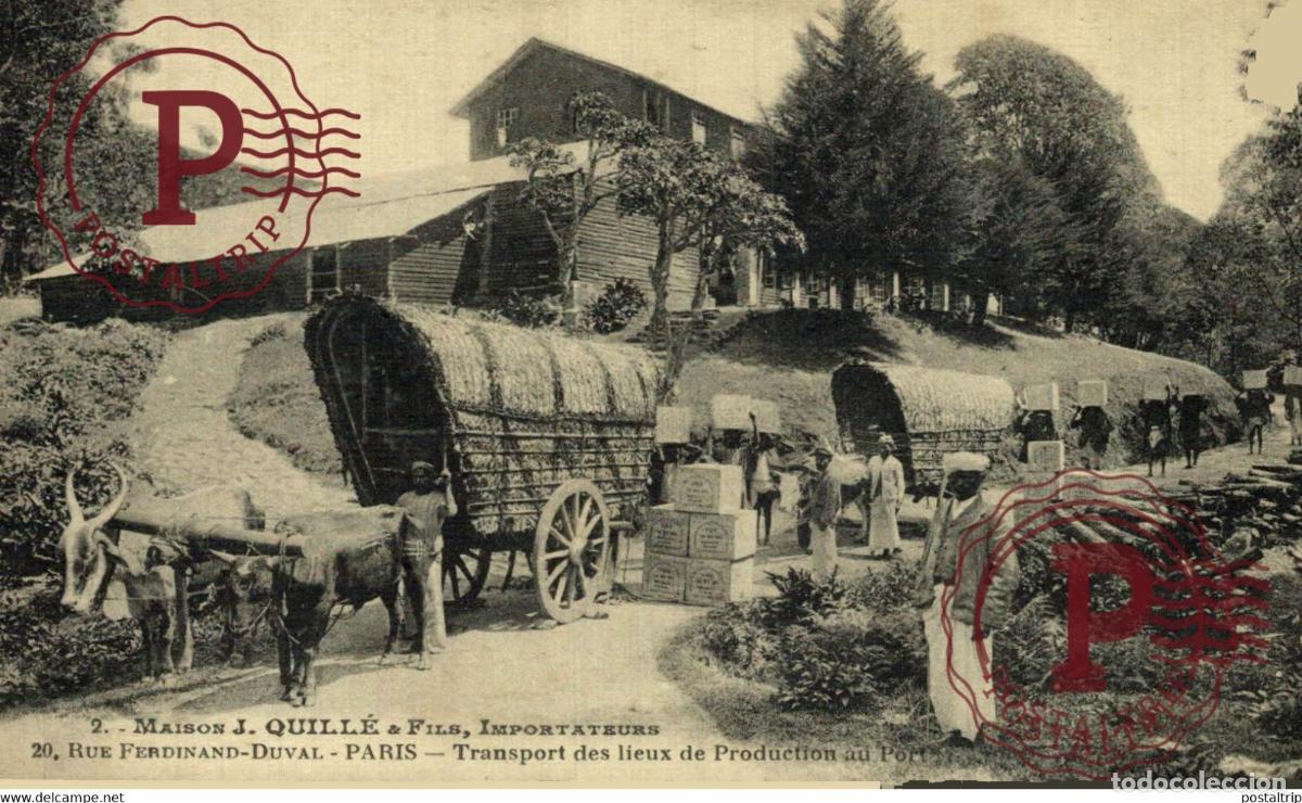 Postales: SRI LANKA - CEYLON - Maison J. QUILLE & Fils, Importateurs. 20 Rue Ferdinand-Duval, Paris - Transpor