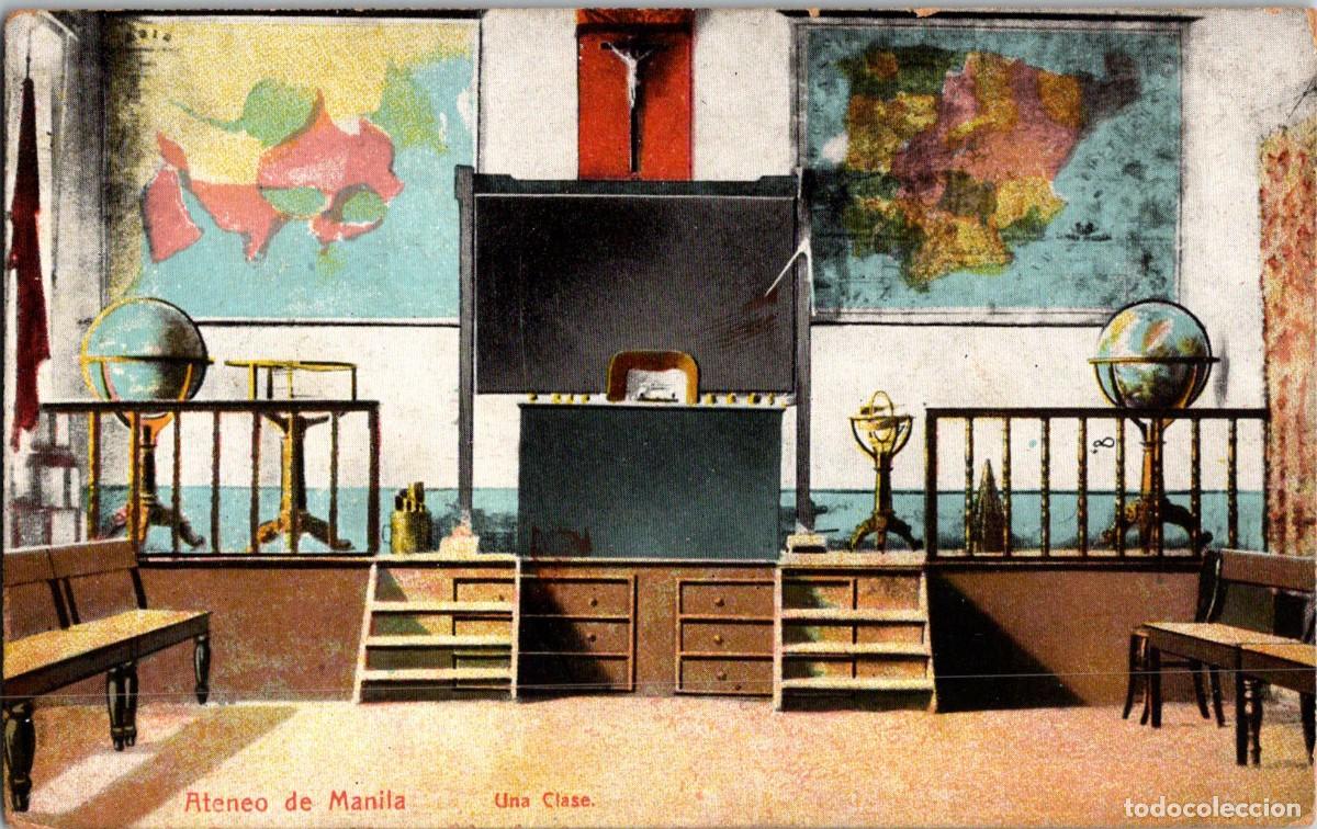 Postales: Filipinas - Manila - Ateneo de Manila - Una clase - Postal sin datos - Coloreada - 137x87mm