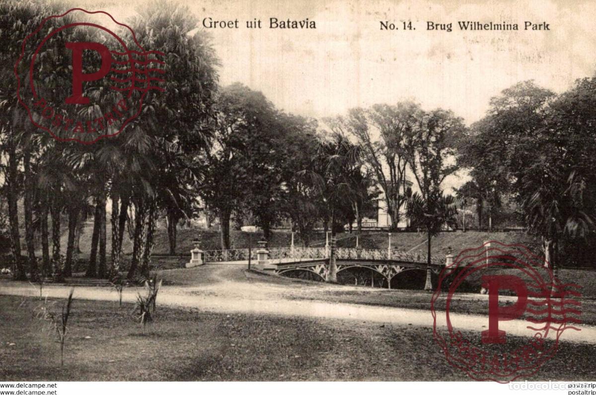 Postales: INDONESIE INDONESIA. GROET UIT BATAVIA. BRUG WILHELMINA PARK