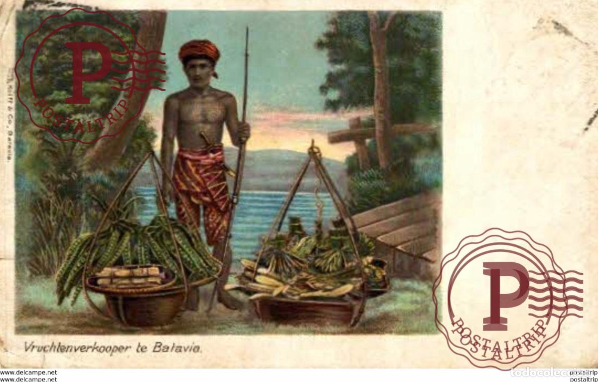 Postales: INDONESIA. Vruchtenverkooper te Batavia