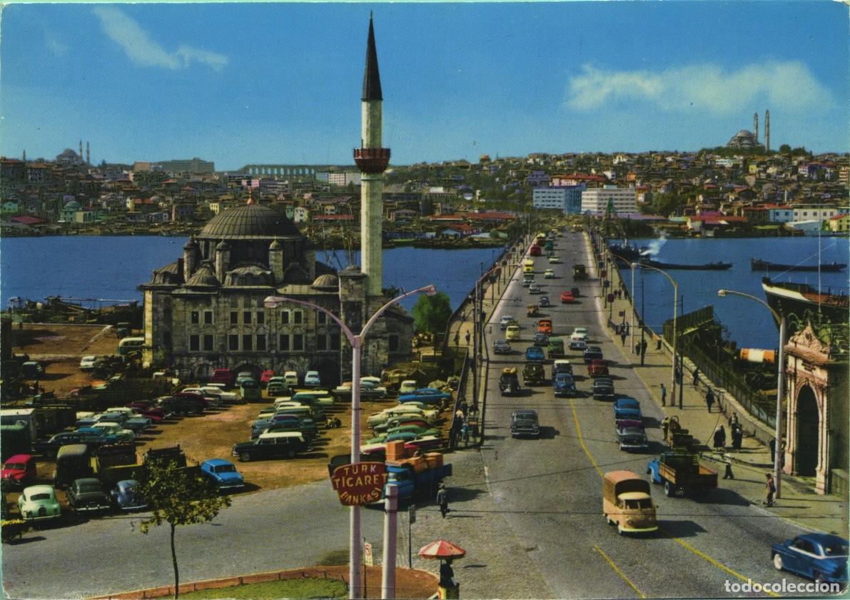 Postales: ESTAMBUL Y SUS OBRAS MAESTRAS. Turqu&iacute;a. Mezquita Sokullu y puente Atat&uuml;rk. Sin circular. ED. KESKIN
